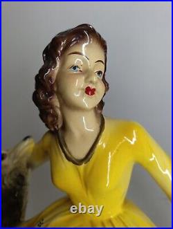 Art Deco figure sculpture woman dog MERLINI 546 Art Nouveau 20s