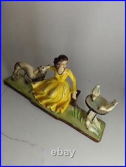 Art Deco figure sculpture woman dog MERLINI 546 Art Nouveau 20s