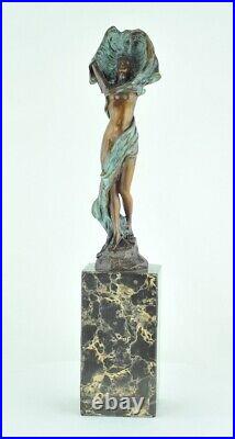 Art Nouveau Style Statue Sculpture Art Deco Style Bronze Signed