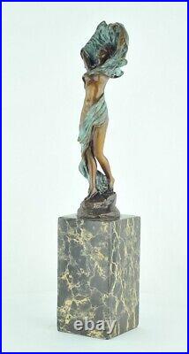 Art Nouveau Style Statue Sculpture Art Deco Style Bronze Signed