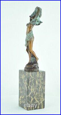 Art Nouveau Style Statue Sculpture Art Deco Style Bronze Signed