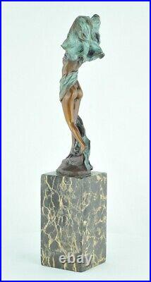 Art Nouveau Style Statue Sculpture Art Deco Style Bronze Signed