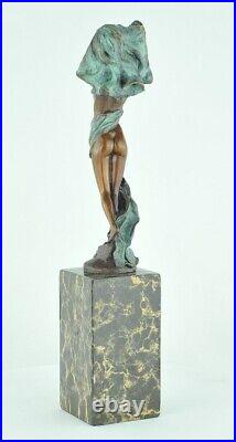 Art Nouveau Style Statue Sculpture Art Deco Style Bronze Signed