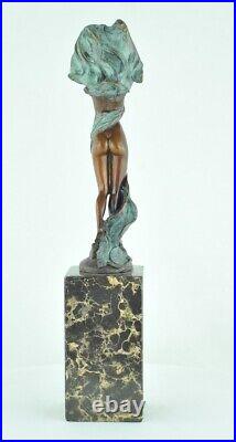 Art Nouveau Style Statue Sculpture Art Deco Style Bronze Signed