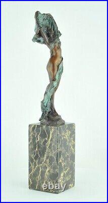 Art Nouveau Style Statue Sculpture Art Deco Style Bronze Signed