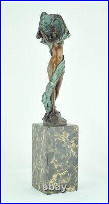 Art Nouveau Style Statue Sculpture Art Deco Style Bronze Signed