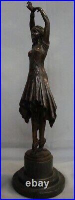 Art Nouveau Style Statue Sculpture Dancer Art Deco Style Bronze Signed