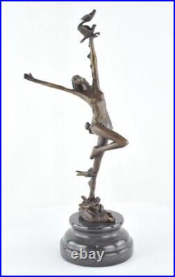 Art Nouveau Style Statue Sculpture Dancer Sexy Art Deco Style Bronze Signed