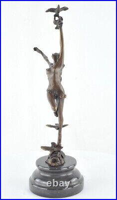 Art Nouveau Style Statue Sculpture Dancer Sexy Art Deco Style Bronze Signed