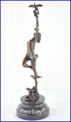 Art Nouveau Style Statue Sculpture Dancer Sexy Art Deco Style Bronze Signed