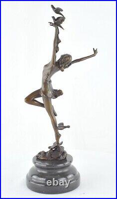 Art Nouveau Style Statue Sculpture Dancer Sexy Art Deco Style Bronze Signed