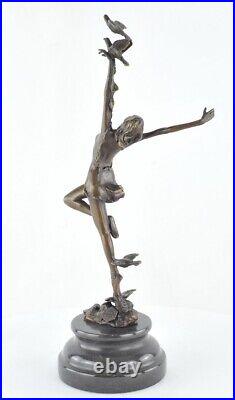 Art Nouveau Style Statue Sculpture Dancer Sexy Art Deco Style Bronze Signed