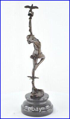 Art Nouveau Style Statue Sculpture Dancer Sexy Art Deco Style Bronze Signed