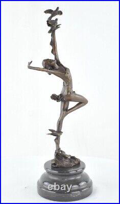 Art Nouveau Style Statue Sculpture Dancer Sexy Art Deco Style Bronze Signed