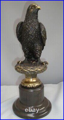 Art Nouveau Style Statue Sculpture Eagle Bird Wildlife Art Deco Style Bronze Sig