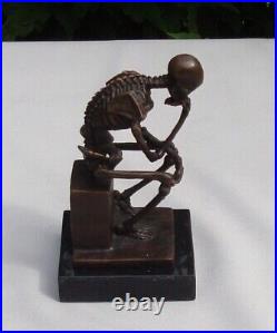 Art Nouveau Style Statue Sculpture The Thinker Art Deco Style Bronze Signed