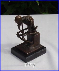 Art Nouveau Style Statue Sculpture The Thinker Art Deco Style Bronze Signed