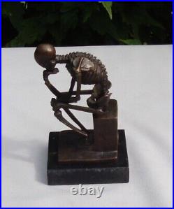 Art Nouveau Style Statue Sculpture The Thinker Art Deco Style Bronze Signed