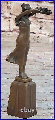 Barefoot Lady Bronze Sculpture Art Deco Nouveau Hot Cast Figure Home Art Deco