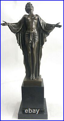 Beautiful Signed 100% BRONZE ART DECO Erotic Spring Awakening Sculpture Figurine