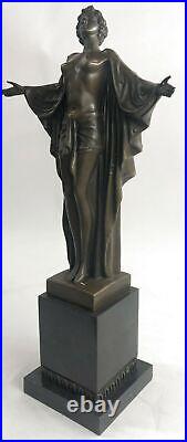 Beautiful Signed 100% BRONZE ART DECO Erotic Spring Awakening Sculpture Figurine