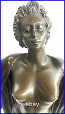 Beautiful Signed 100% BRONZE ART DECO Erotic Spring Awakening Sculpture Figurine