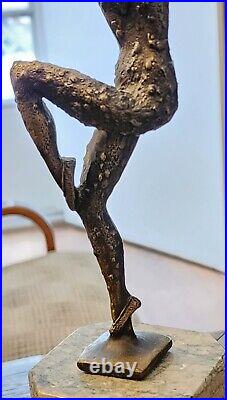 Bronze Art Deco Roaring Twenties Demetre Chiparus Dancer On Mable Pedestal