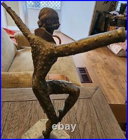 Bronze Art Deco Roaring Twenties Demetre Chiparus Dancer On Mable Pedestal