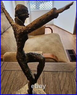 Bronze Art Deco Roaring Twenties Demetre Chiparus Dancer On Mable Pedestal