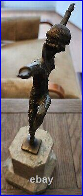 Bronze Art Deco Roaring Twenties Demetre Chiparus Dancer On Mable Pedestal