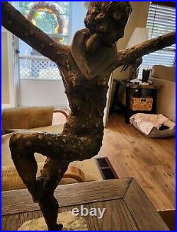 Bronze Art Deco Roaring Twenties Demetre Chiparus Dancer On Mable Pedestal