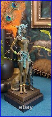 Bronze Figurine Art Deco Sculpture Statue Egyptian Cleopatra Hot Cast Nude Lady