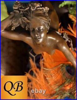 Bronze Figurine Art Deco Sculpture Statue Vine Nude Hot Cast Female Naked Figure