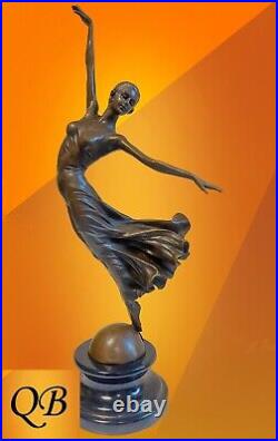 Bronze Figurine Art Deco Sculpture Statue Yvette Lady Dancer Hot Cast Figure