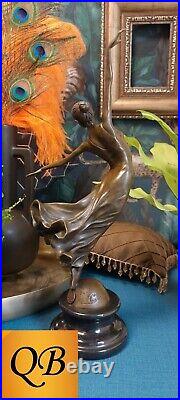 Bronze Figurine Art Deco Sculpture Statue Yvette Lady Dancer Hot Cast Figure