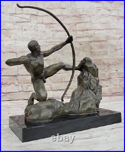 Bronze Metal Art Deco Classic Sculpture Male Archer Bow Arrow Statue Marble