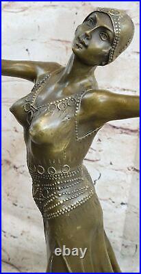 Bronze Modern Vintage Art Deco Sculpture DH Chiparus Female Dancer Metal Statue