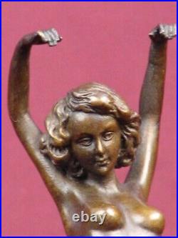 Bronze Statue Art Deco Dancer Handcrafted Sculpture On Marble Base