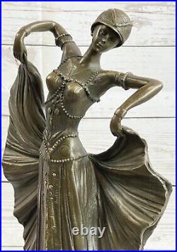 Bronze-marble Sculpture Butterfly Dancer By Chiparus Signed Figure Nr
