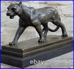 Bronze sculpture Art Deco Black Panther Animal statue Jaguar Figurine Leopard