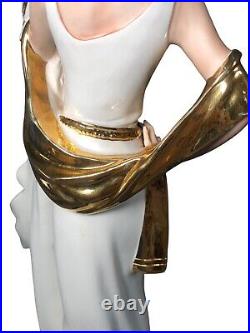 Cevik Claudio Vivian Capodimonte Flapper Women Peacock Statue Rare 48 Cm
