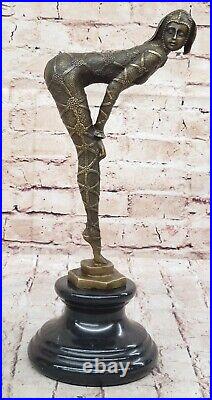 Chiparus Signed Rare Bronze Sculpture Art Deco Dancer Hot Cast Figurine Figure