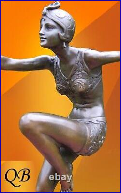 Con Brio Bronze Dancer Flapper Girl Art Deco Figurine Sculpture Statue Figure