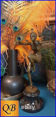 Con Brio Bronze Dancer Flapper Girl Art Deco Figurine Sculpture Statue Figure