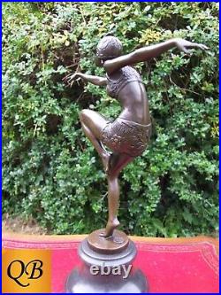 Con Brio Bronze Dancer Flapper Girl Art Deco Figurine Sculpture Statue Figure