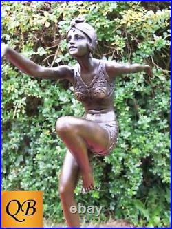 Con Brio Bronze Dancer Flapper Girl Art Deco Figurine Sculpture Statue Figure