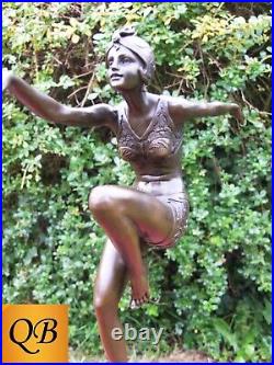 Con Brio Bronze Dancer Flapper Girl Art Deco Figurine Sculpture Statue Figure A