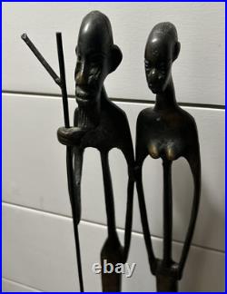 Contemporary African Bronze Statue Man & Woman Tribal African Art Bronze Art