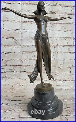 Descomps Art Deco Belly Dancer Showgirl Figurative Bronze Sculpture Statue Decor