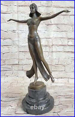 Descomps Art Deco Belly Dancer Showgirl Figurative Bronze Sculpture Statue Decor